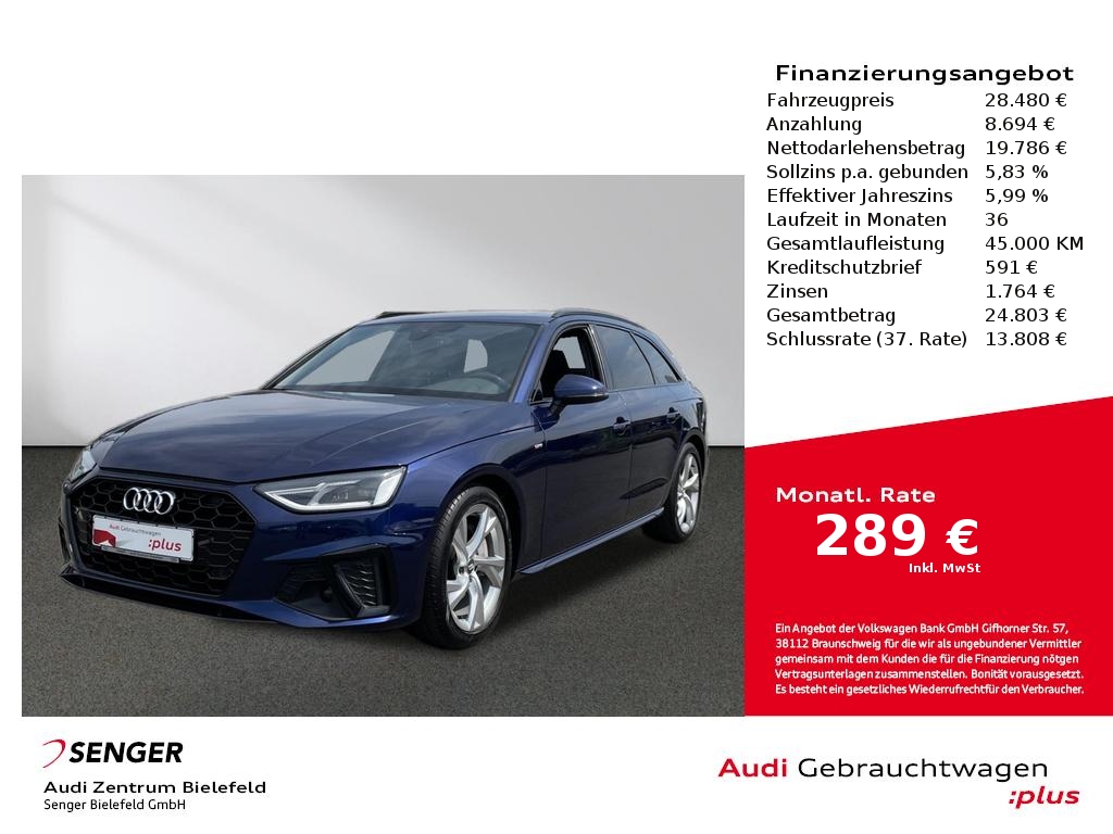 Audi A4 Avant 40 TDI S-line Memory LED Panorama Navi 