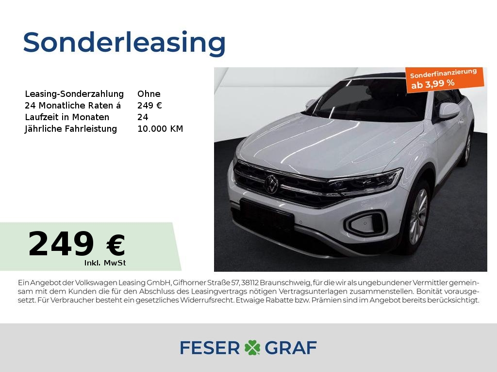 VW T-Roc Cabriolet Style 1.0 TSI 81 kW 6-Gang LED SHZ 