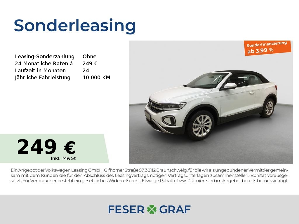 VW T-Roc Cabriolet Style 1.0TSI 81kW 6-Gang LED SHZ 